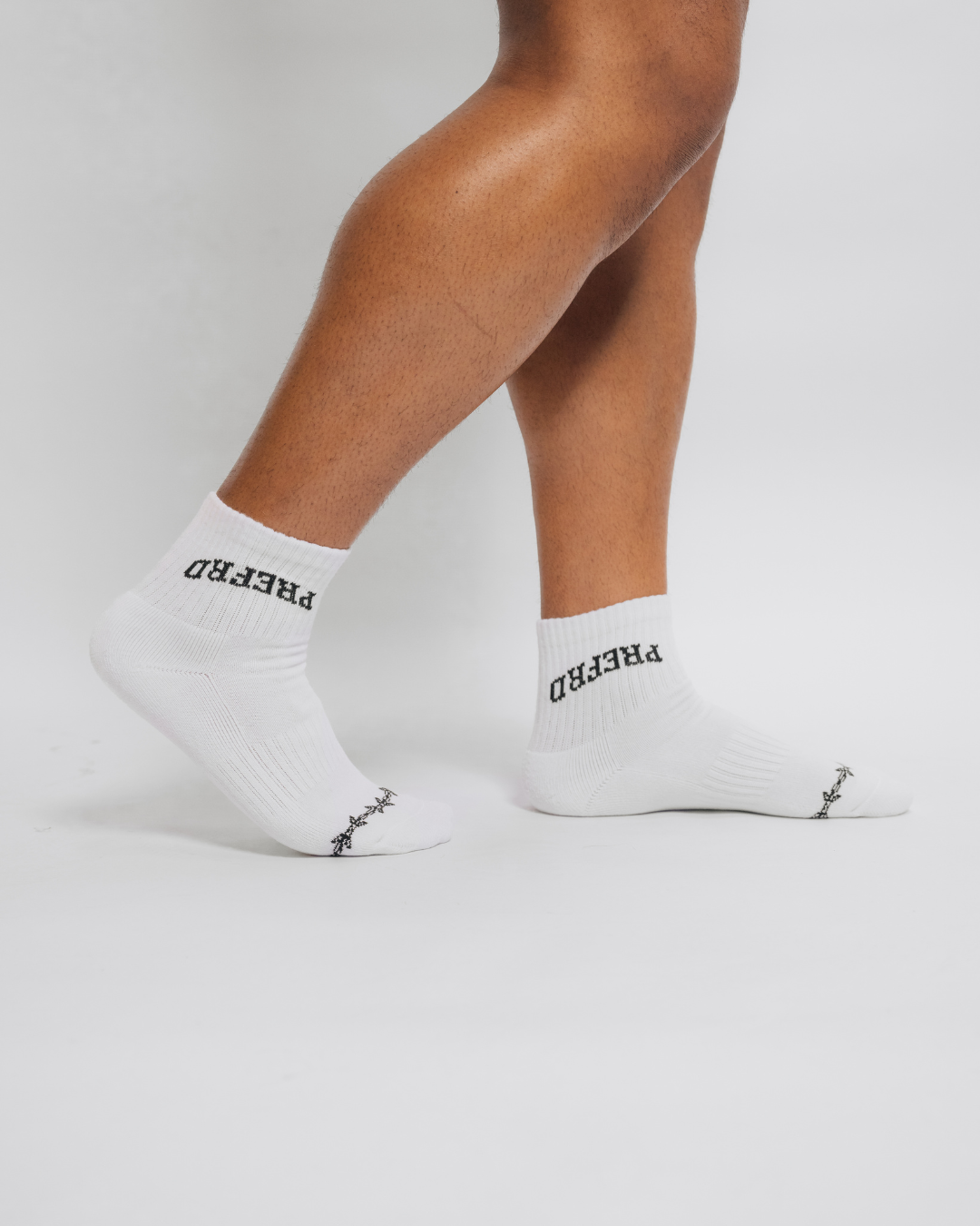 White Upside Down Mid Cut Socks 3-Pack