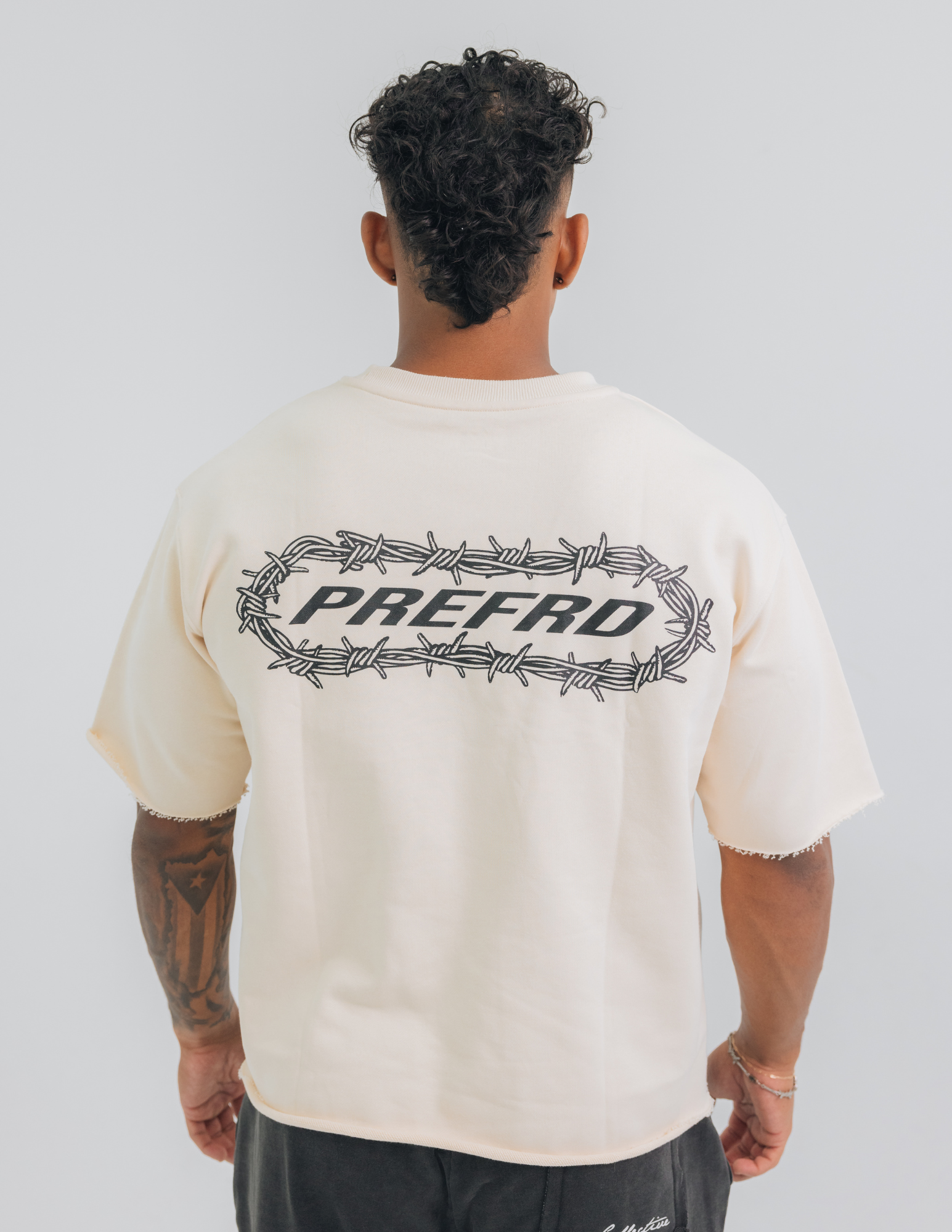 Off White Barbed Wire Cropped Tee