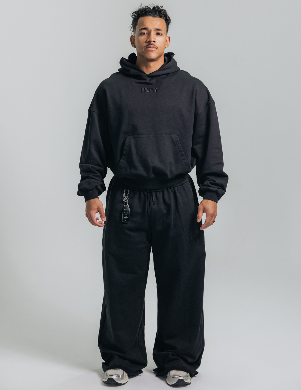 Black Basic Cinched Hoodie