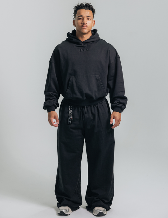 Black Basic Cinched Hoodie