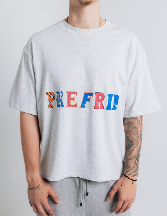 Washed Gray College Letter Tee