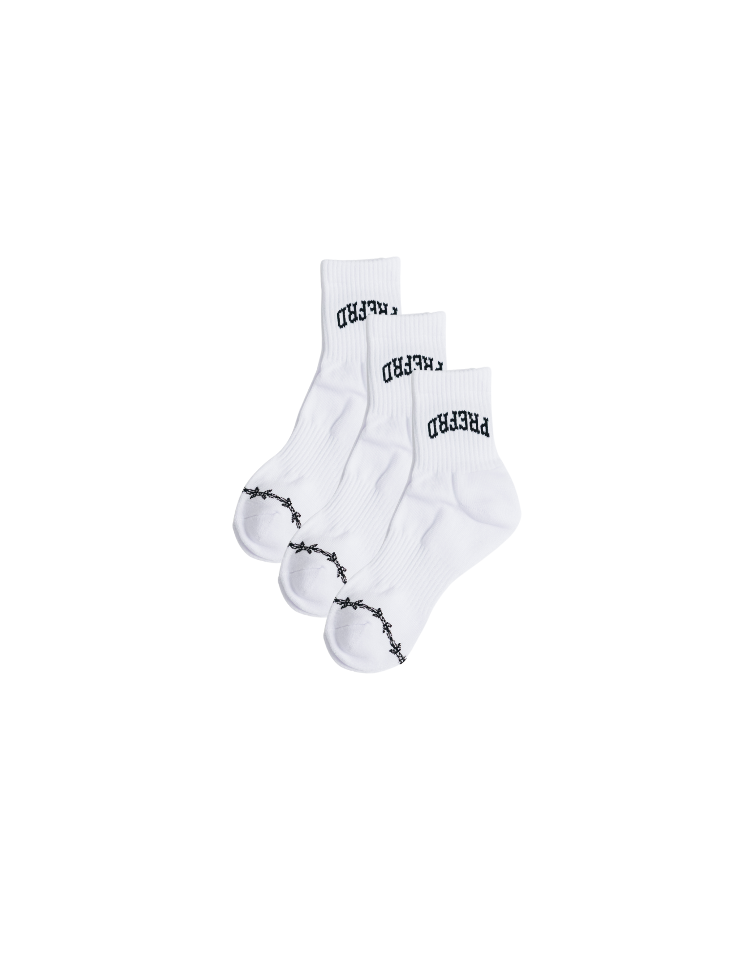 White Upside Down Mid Cut Socks 3-Pack