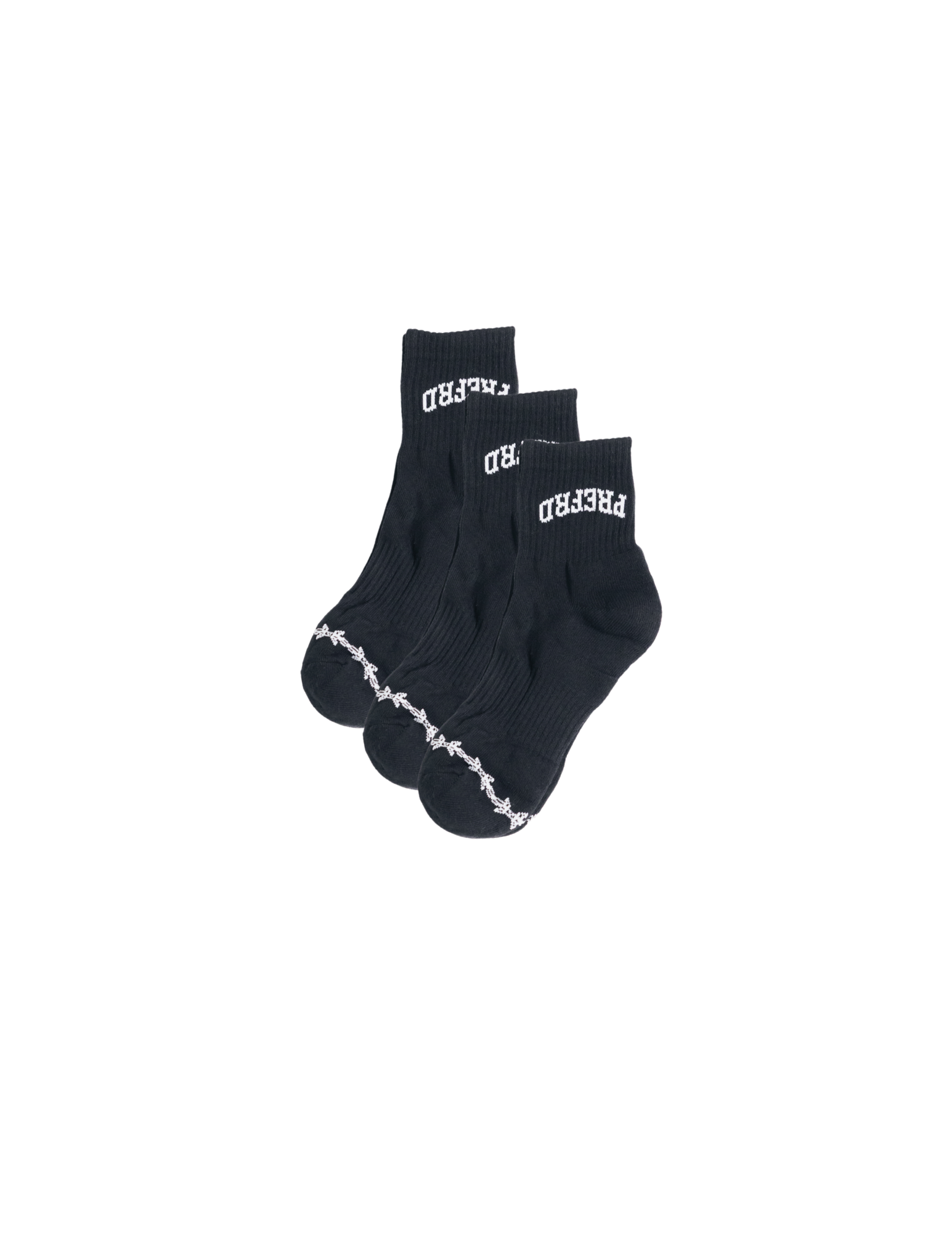 Black Upside Down Mid Cut Socks 3-Pack