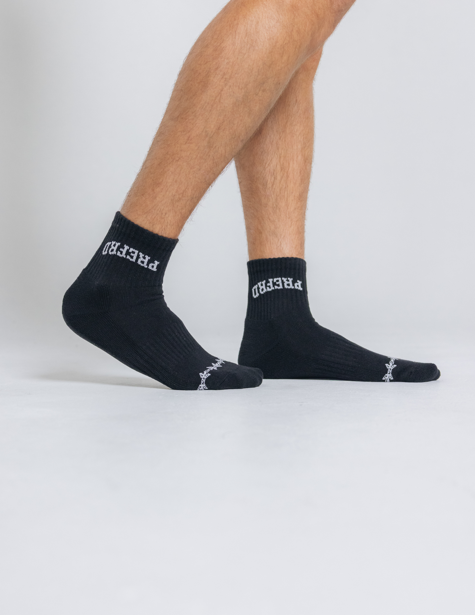 Black Upside Down Mid Cut Socks 3-Pack