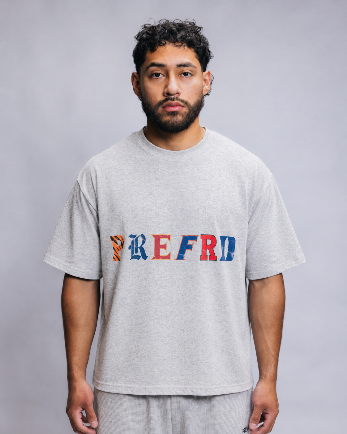 Washed Gray College Letter Tee