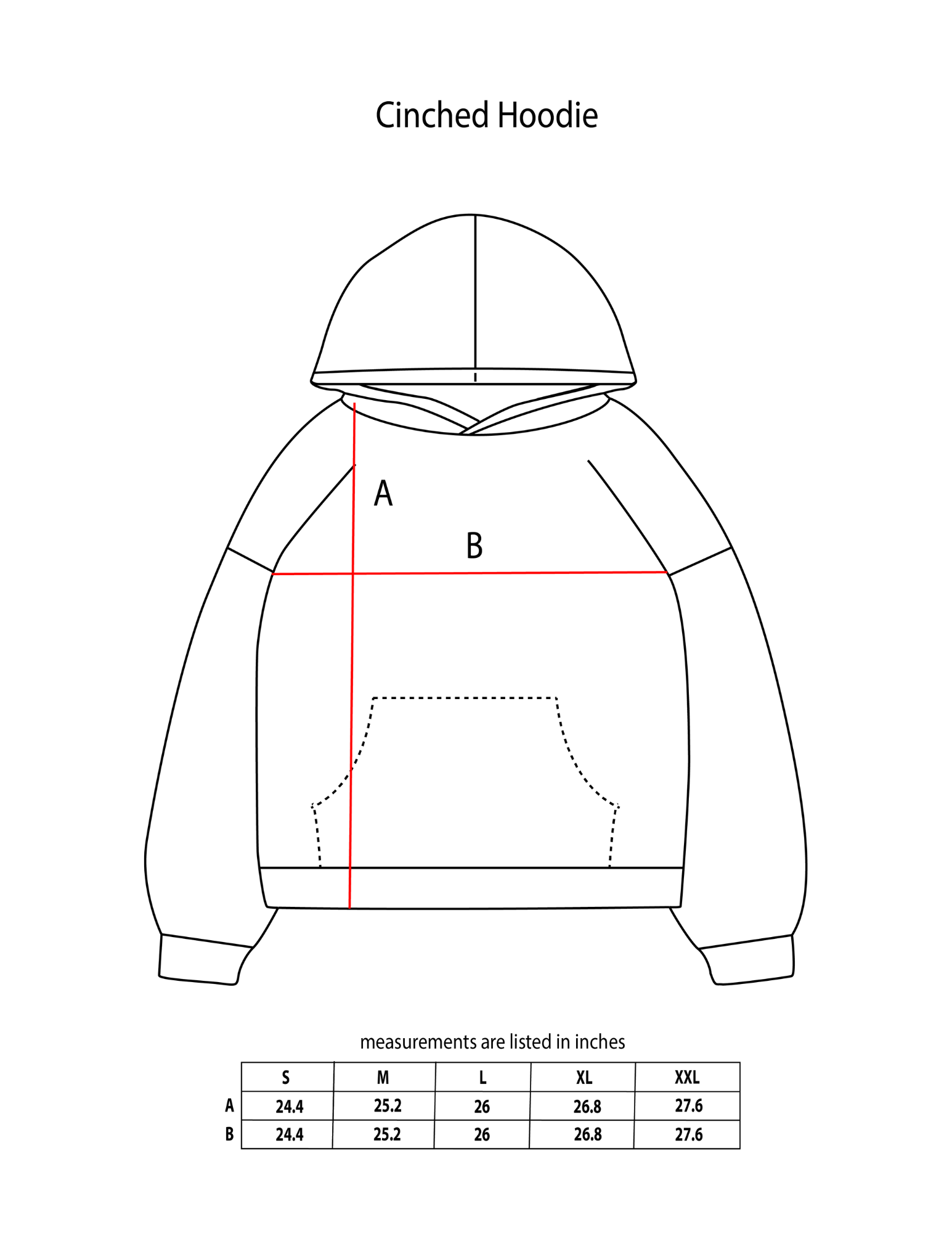 Black Basic Cinched Hoodie